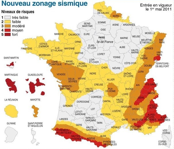Carte Sismique de France - Diagnostic ERNT