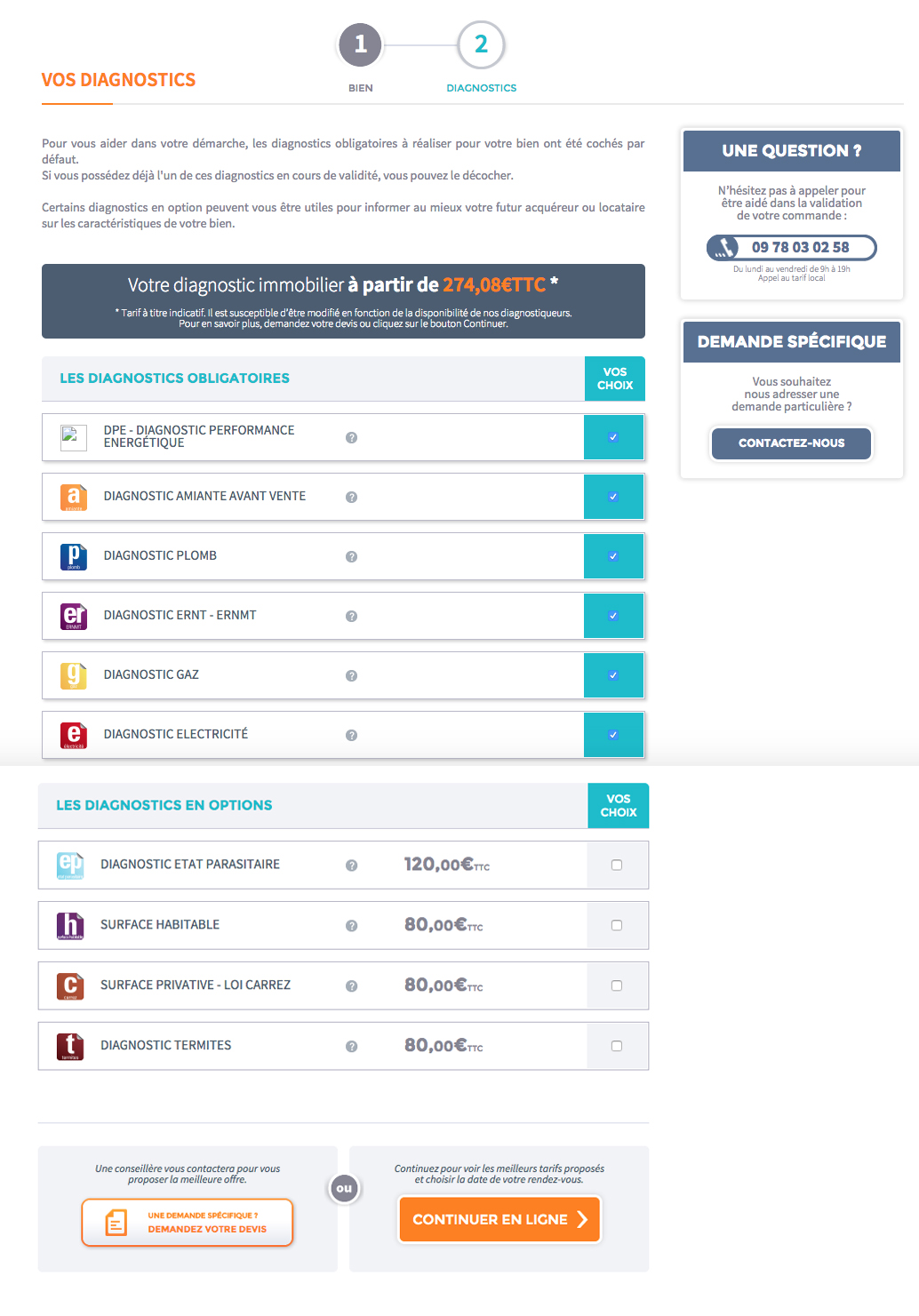 Etape 2 - Choisir ses diagnostics immobiliers